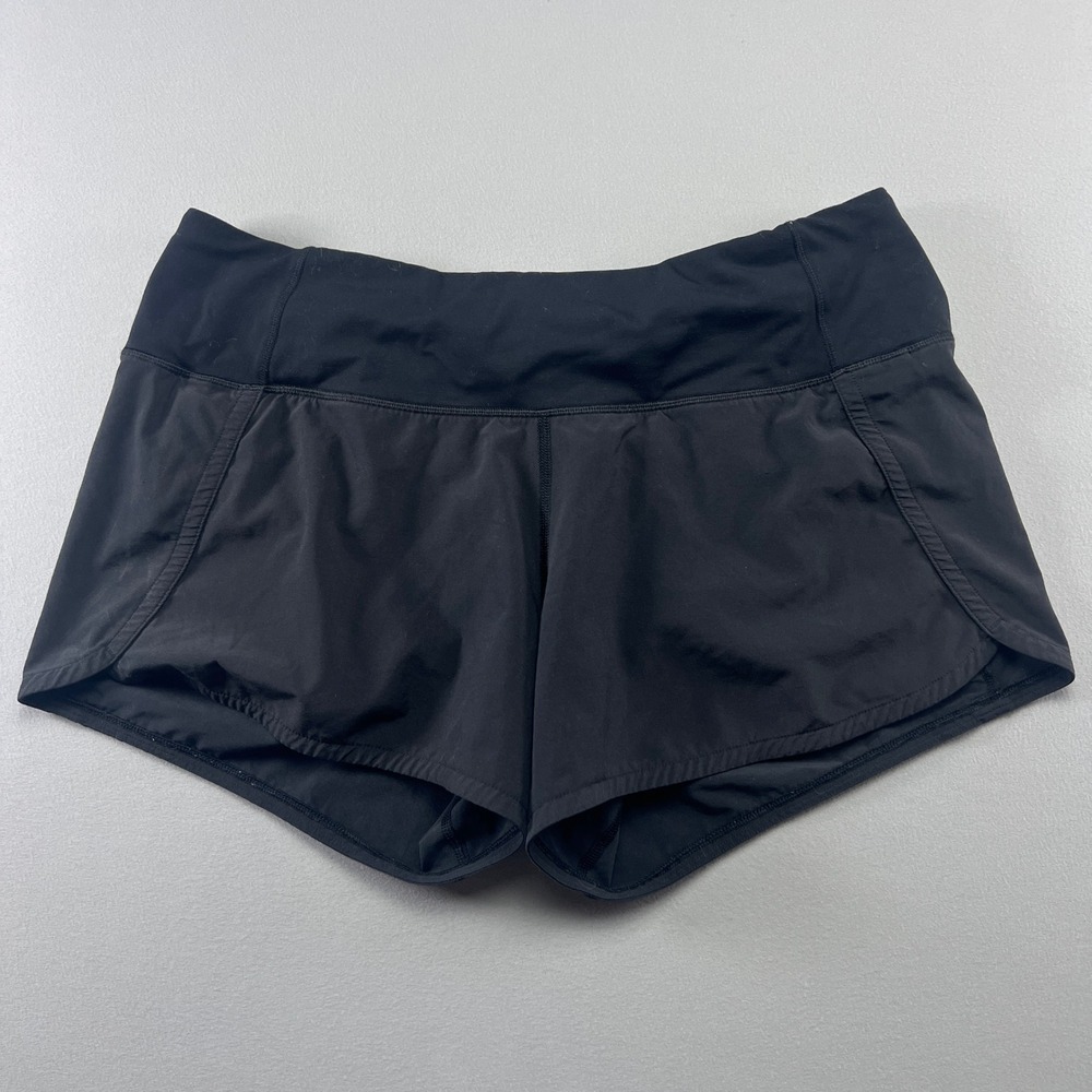 Lululemon Run Speed Shorts Womens 6 Black Athleisure Sweat Wicking Elastic Waist